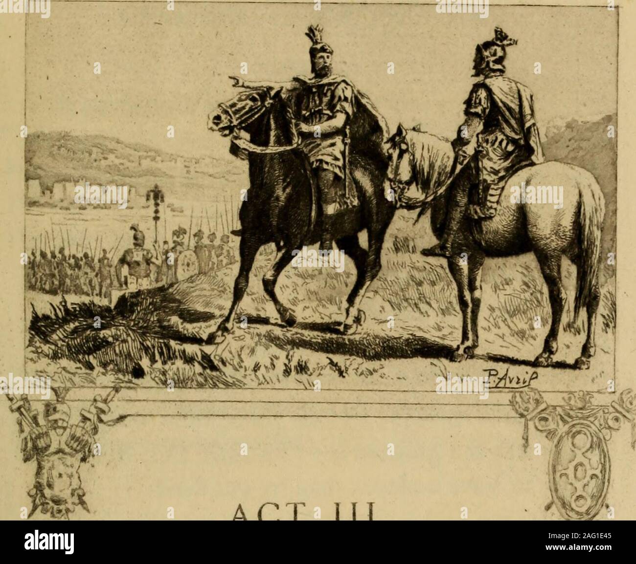 . Antony and Cleopatra. Akt III. Szene XI. Akt III • ^1^-SZENE ICH EINE EBENE IN SYRIEN VENTIDIUS ein, wie sie im Triumph, mit SILIUS und anderen Römer, Offiziere und Soldaten; die Leiche von Pacorus getragen vor ihm. VENTIDIUS jetzt, darting Parthien, bist Du angeschlagen, und nowPleasd Fortune hat von Marcus Crassus mich deathMake Revenger. Tragen die Könige Söhne bodyBefore unsere Armee. Dein Pacorus, Orodes, zahlt diese für Marcus Crassus. 78 Antonius und Cleopatra SILIUS edle Ventidius, während noch mit Parthischen Blut dein Schwert ist warm, der flüchtling Parther folgen; durch die Medien, Mesopotamien und die Unterstände Stockfoto