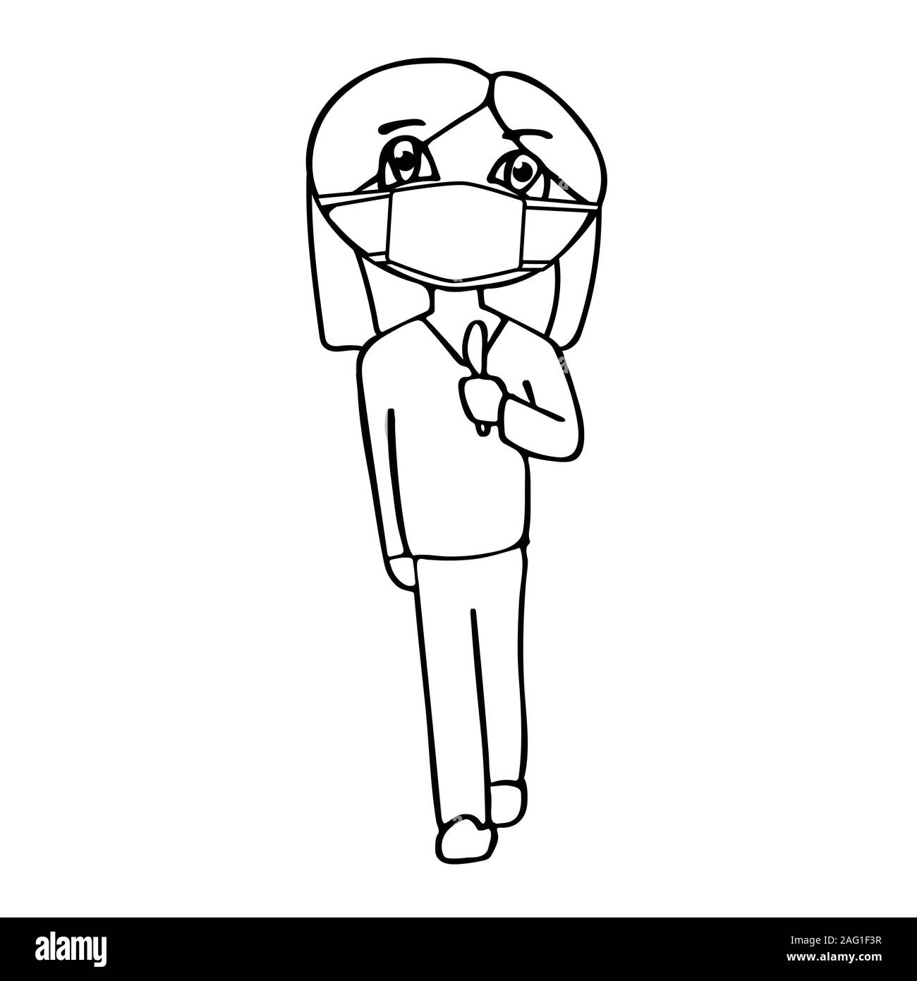 Weibliche Chirurg in eine Maske mit einem Skalpell in der Hand. Weißem Hintergrund skizzieren Vektor illustration Stock Vektor