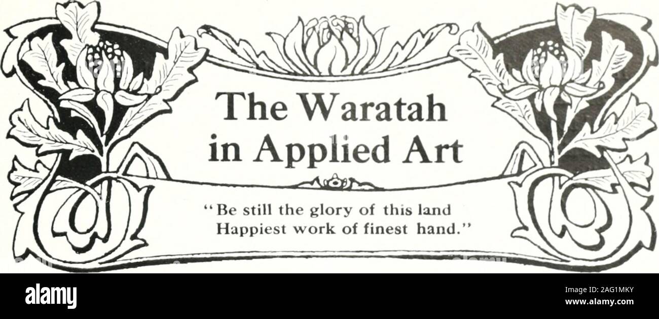 . Die australische Flora in angewandter Kunst. ri&gt; - 3^j*w. -&Gt;^W^&gt; "V^ fc *^. &Gt; •? . ^. I.-Architektur. (A] Halterung. Es erscheint kein Teil der dekorativen Architektur, auf das sich die Sul)-ject dieser Arbeit nicht selbst verleihen, und Niemand erkannte diese l) ettfr als Herr L. Henry, obwohl seine ursprünglichen Ideen. iVL zu viele um sie hier zu produzieren, Hütte ein fewwill!) ( • gegeben. Er hat unter anderem Links onrecord ein Design für eine Konsole (Abbildung 7), und wenn wir uns seine Adaption von theWaratah, sehen wir, wie dextrously hehas Es platziert auf den Schwellen der Lascheund auf einmal Dekoration hergestellt. Thehea Stockfoto