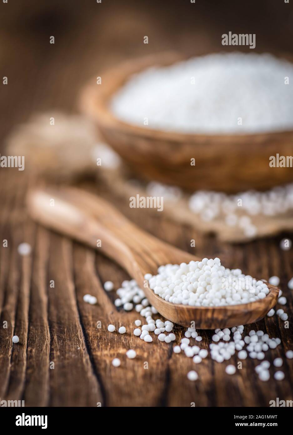 Tapioka auf Holz- Hintergrund (selektive Fokus, Nahaufnahme) Stockfoto