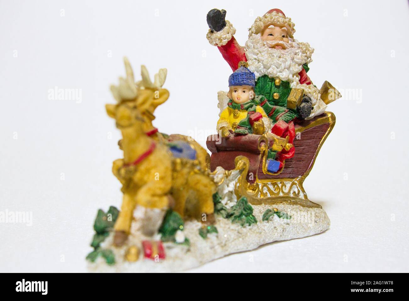 Santa Claus in seinem Schlitten Stockfoto