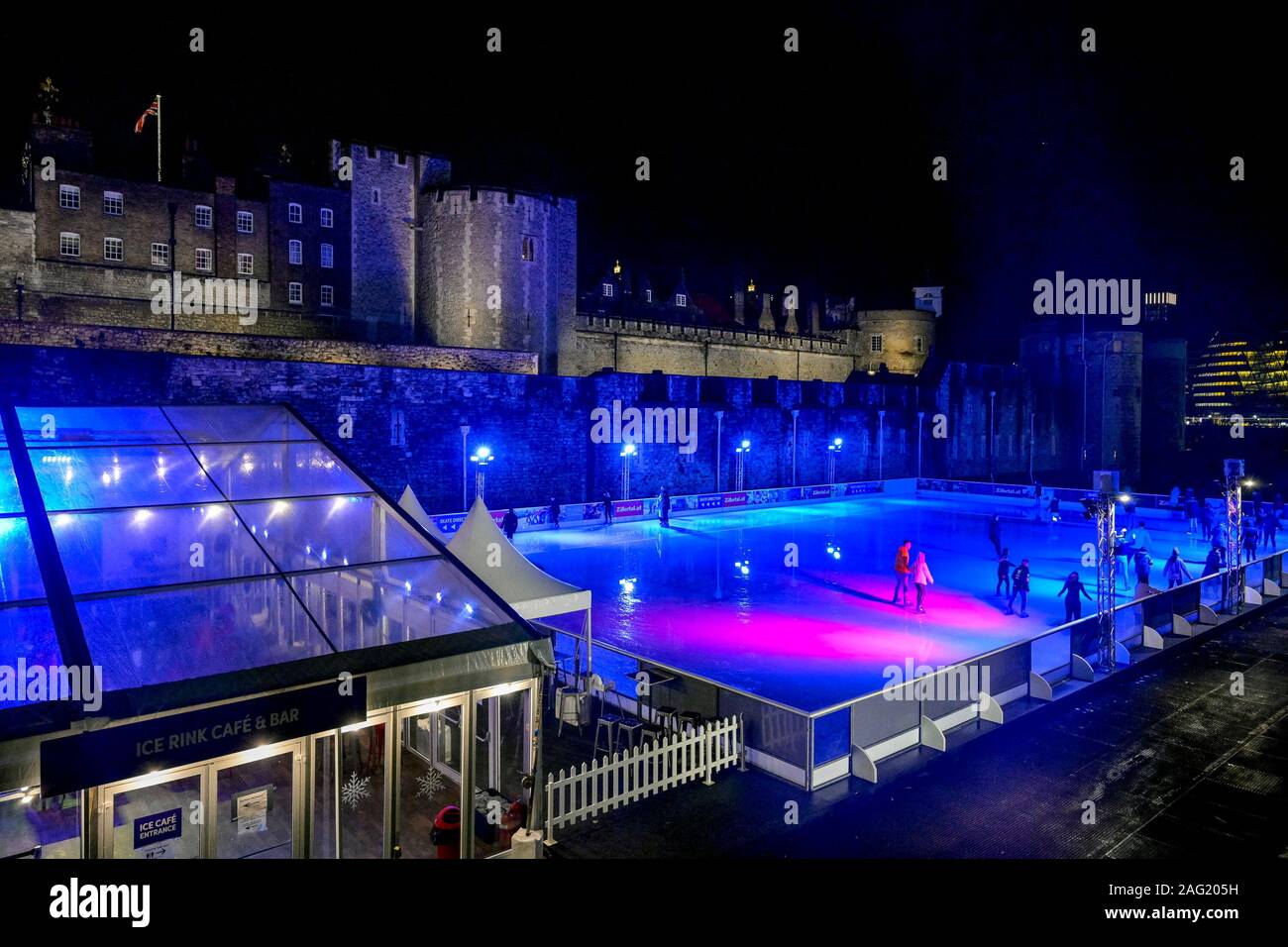 Tower von London, Burg bei Nacht, London, England, Großbritannien Stockfoto