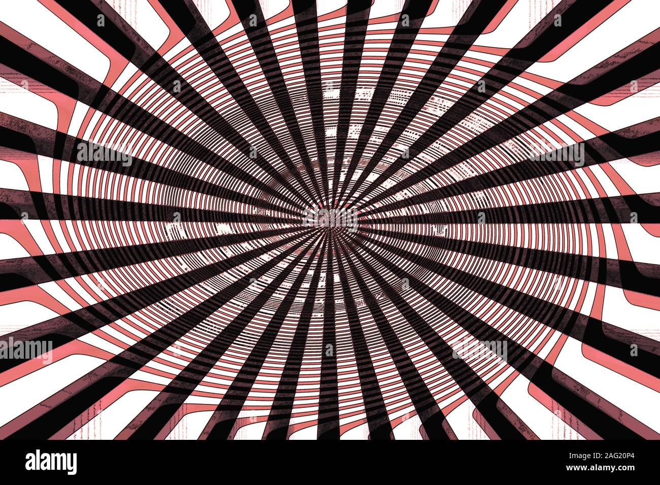 Eine abstrakte psychedelischen Wellig sunburst Hintergrundbild. Stockfoto