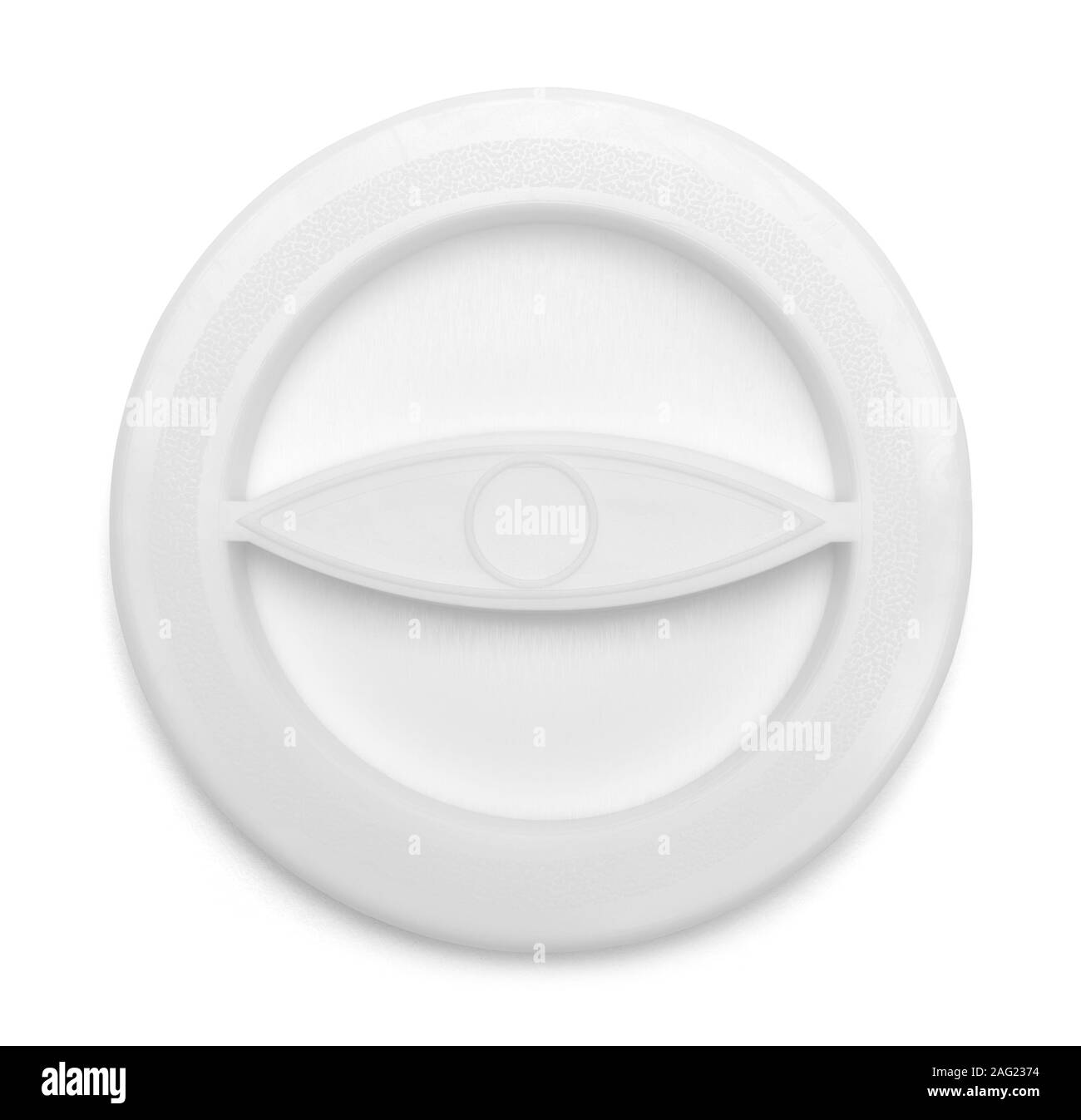 Große Ablassschraube isoliert auf weißem Hintergrund Stockfoto