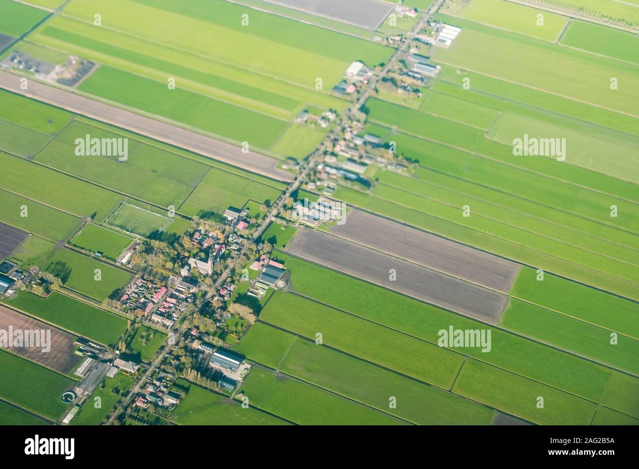 Antenne Landschaft Blick auf landwirtschaftlichen Feldern in Holland Stockfoto