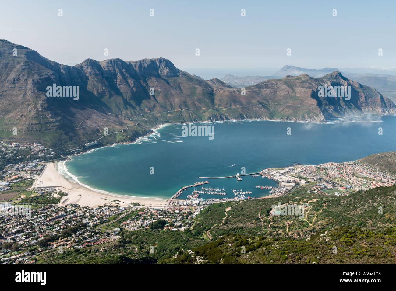 Hout Bay (Kapstadt, Südafrika) Luftbild Aufnahme aus einem Hubschrauber Stockfoto