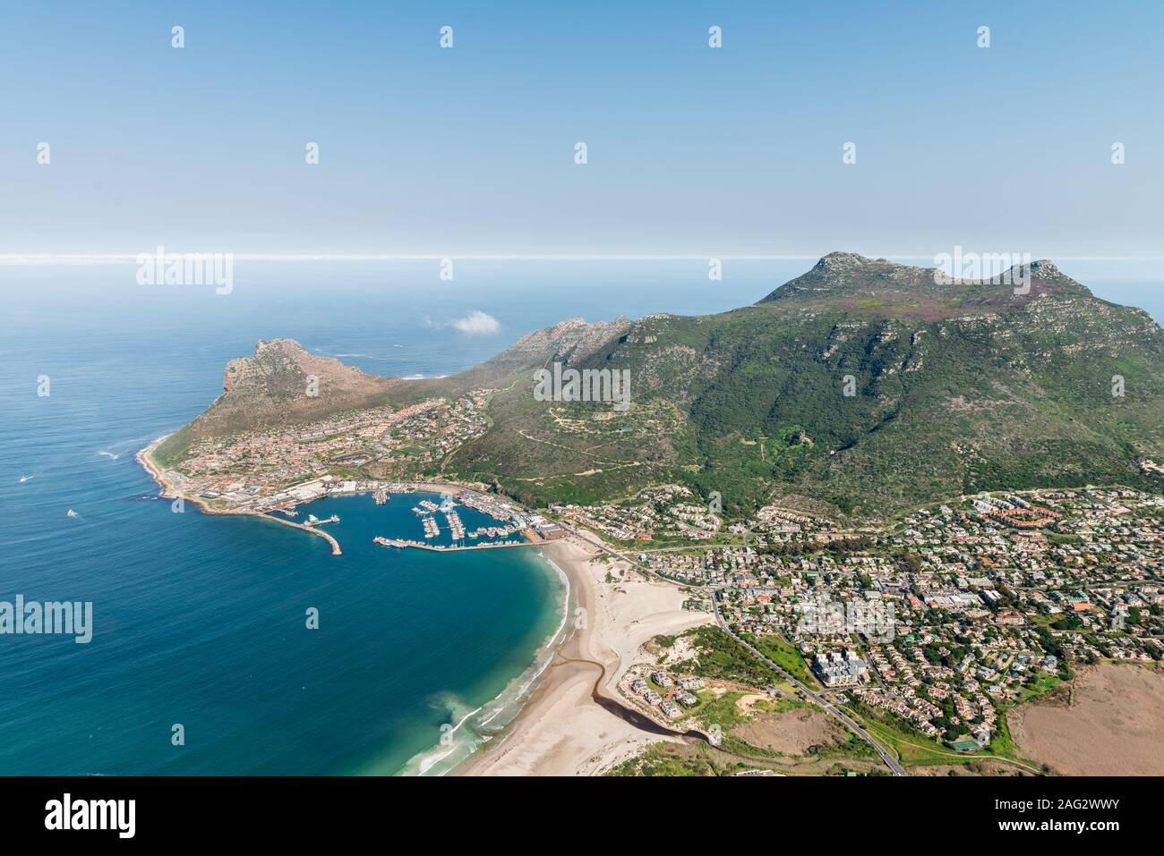 Hout Bay (Kapstadt, Südafrika) Luftbild Aufnahme aus einem Hubschrauber Stockfoto