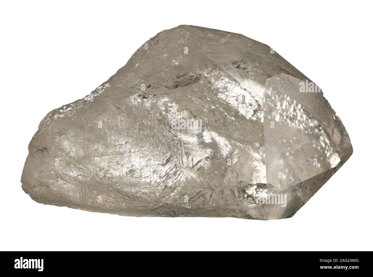 Bergkristall (SiO2) Quarz aus China schließen bis auf weißem Hintergrund Stockfoto