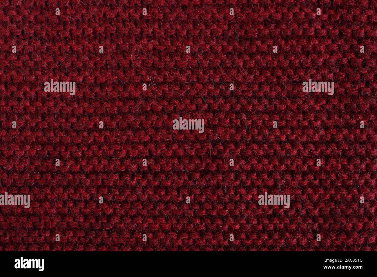 Marsala kammgarn Gestrick Textur. Makro. Stockfoto