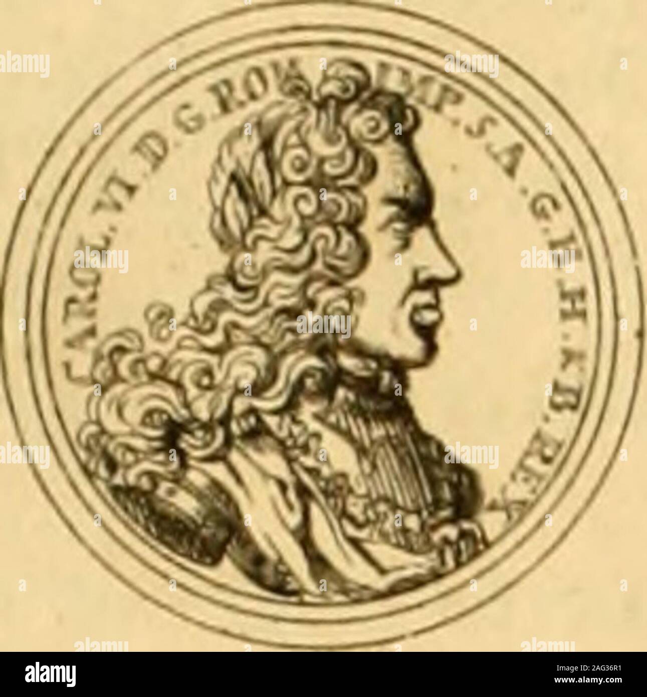 . Histoire des Provinces-Unies des Pays Bas. n Bulle, Mais couronné & revêtu defes ornemens Impériaux, avec cette Légende: CAROLUS VI. ROMANORUM IMPERATOR. Charles l/I. Empereur des Romains. Au Revers eft le Globe du Monde (fymbole de lEinpire) au Milieu des Airs, - avec ces mots autour: CONSTANTIA ET FORTITUDINE. par la confiance^. Et dans la firce lExergue: CORONATus FRANCOFurti MDCCXI. Couronne ein Frankfurt lan 17 Il. La 3. N. CCCLXXXl II reprefente Encore dun côté lEmpereur en Bu (le, couronné De Laurier, avec cette Légende: CAROLUS VI. Dei Gratia. m ROManoru IMPerator Semper Augustus, Germani. s, H Stockfoto