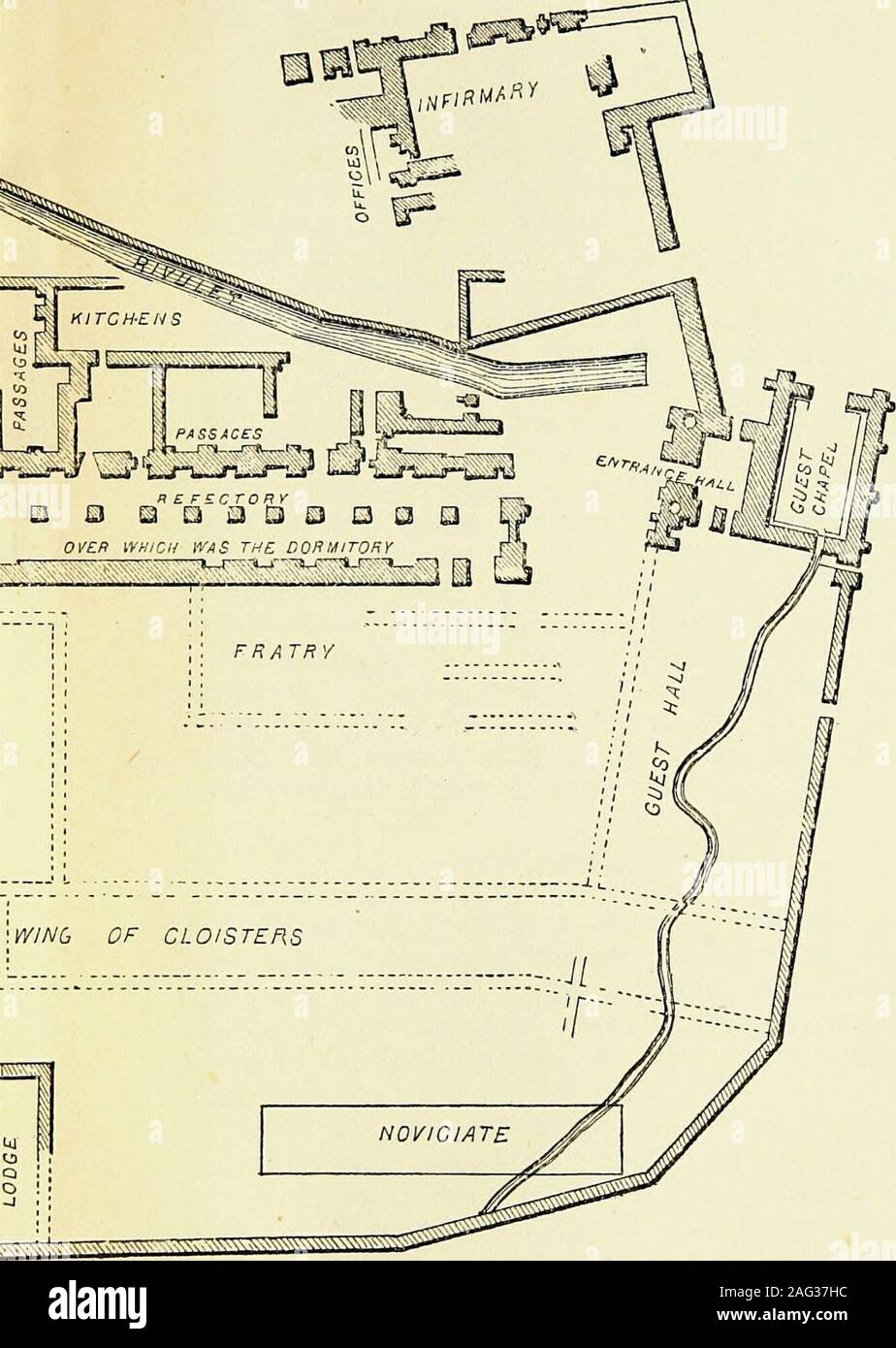 . Der touristische malerischen Leitfaden für Furness Abbey und Windemere ... FUENESS ABTEI. Die Äbte private Kapelle. 29. Markieren Sie den Eingang der Straße von Dalton. Thesearches sind modern, und wurden von den späten LordGeorge Cavendish gebaut. In der Nähe dieses Ortes ist die Website des Porters Lodge und alte Gateway und nicht longago die Tür bemerkt werden könnte - Schritt, abgenutzt almostaway durch die Füße der Pilger und Mönche visitingthe Abtei in Tagen von anno dazumal. Über den Eingang dieser Kapelle apretty Nische gesehen wird, mit einem Kleeblatt Kopf, für eine Statue, andinside, im Süden an der Wand, einem seitlichen Eingang und threes Stockfoto