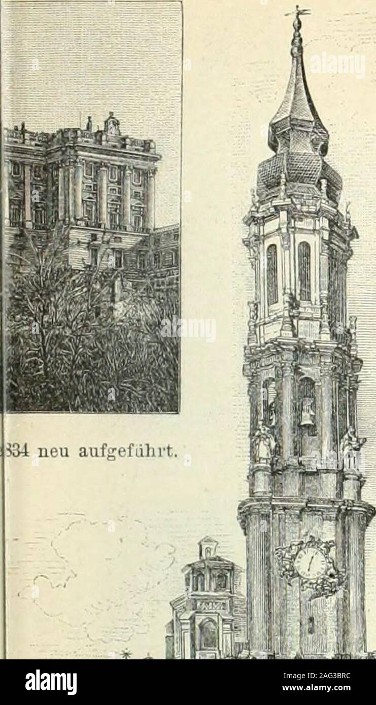 . Brockhaus' Konversations-Lexikon. 7. Rathaus zu Sevilla (Euv der Fa^ ade, 16. Jahrb.). 8. Escorial, 1563-84 von J Brockbaug Koaversations-Lexikon. 14. Neubearb. ] KUKST. Ii. Stockfoto