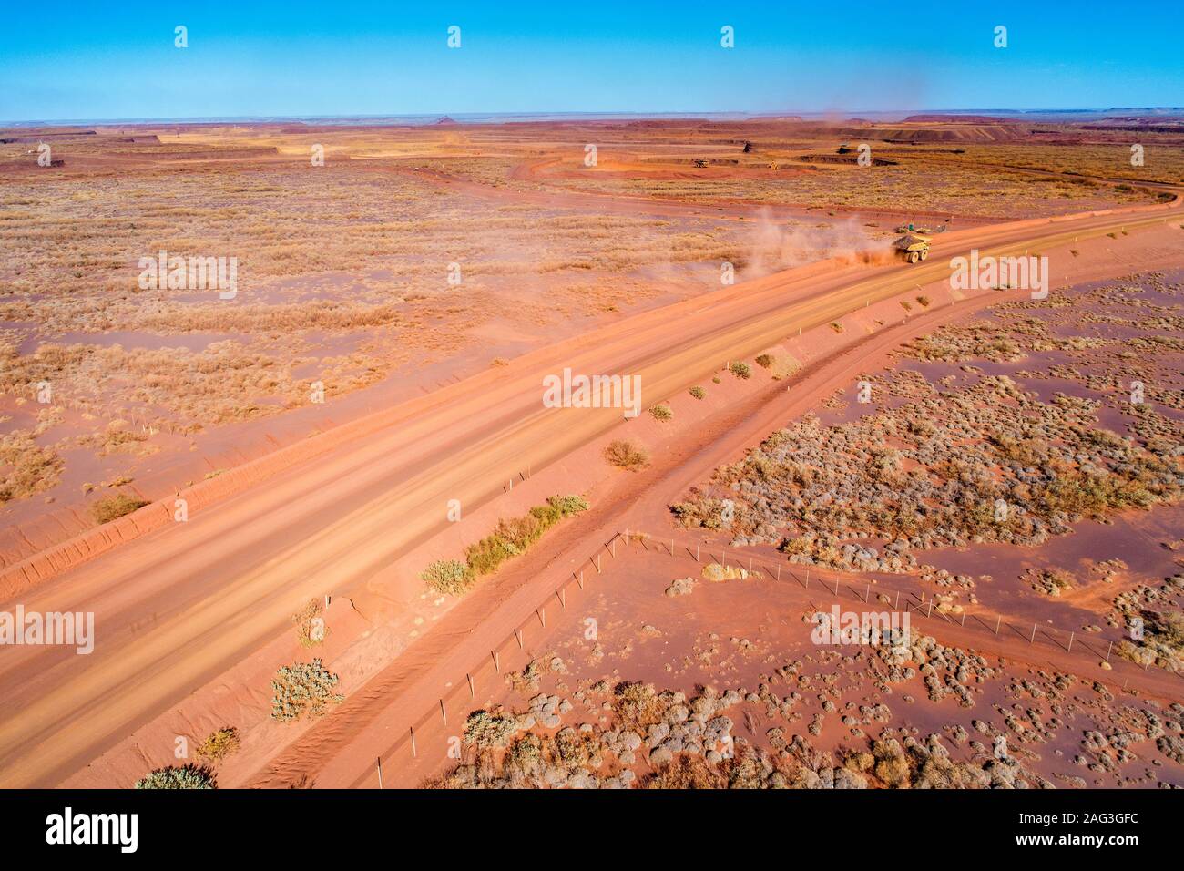 Luftaufnahme von Eisenerz Haul Road, South Kimberley, Western Australia Stockfoto