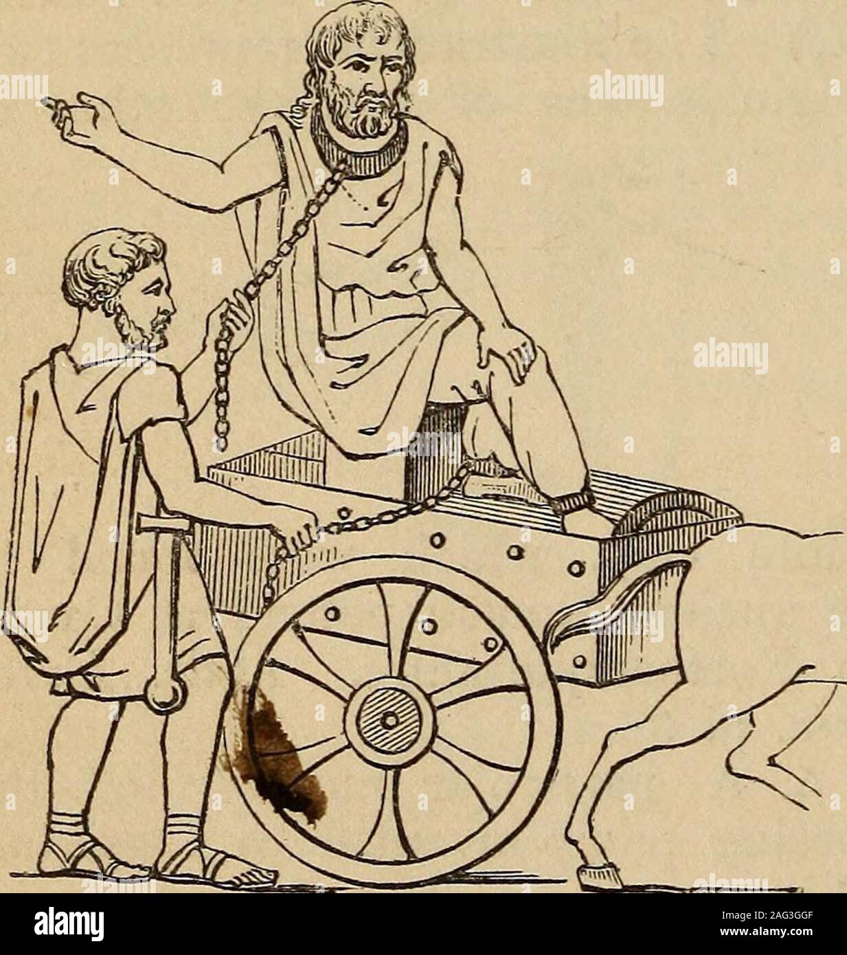. Die in der Abbildung dargestellte Begleiter für das Lateinische und Griechische Wörterbuch Lexikon; ein Glossar aller Wörter, die sichtbare Objekte mit der Kunst verbunden, produziert, und den Alltag der Griechen und Römer, mit Darstellungen von fast zwei Tausend Objekte aus den antiken. Schule - Zimmer in Herculaneum, ab in die Stadt entdeckt apainting. CATULUS. Eine Kette befestigt toan Bügeleisen Kragen (Collare) Runde des Stutzens, wie ein Hunde Kette, Hy whichrunaway Sklaven, wenn Zurückerobert wurden wieder zu ihren Meister gebracht. (Lucil. Sat.xxix. 15. hrsg. Gerlach. Cum manicis, catulo, Kragen ique, withmanacle Stockfoto