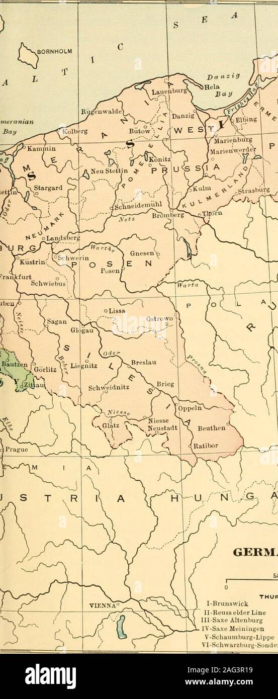 . Moderne und zeitgenössische europäische Geschichte (1815-1921). W E ST Mariehbikg Kulm ^. v s{rasburg J J. Königsberg y -&gt; • s pN0 Gui" b/nnen 1 X, "leoWaPP.) * J^ - fr) r | "U S sA ^j LyckJ/uJ "s E H R&gt;-r Warschau 1. Stockfoto