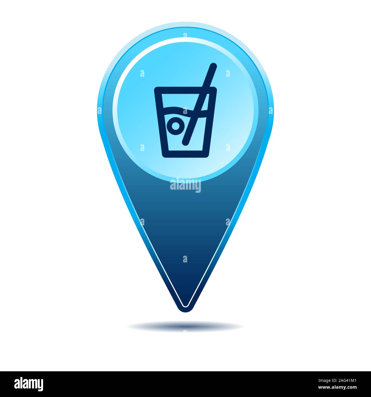 Geolocation Karte pin Bar Restaurant Symbol. Vektor Icon mit Schatten. Vector EPS 10. Stock Vektor