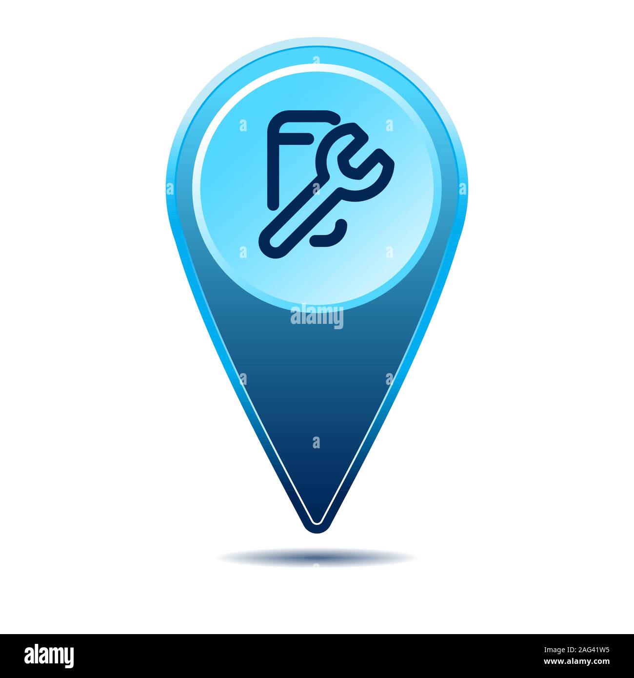 Geolocation Karte pin mobile Icon Reparatur. Vektor Icon mit Schatten. Vector EPS 10. Stock Vektor