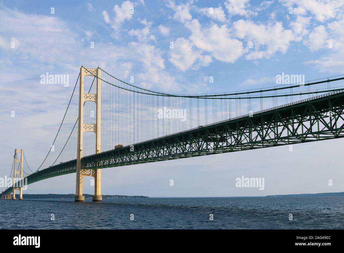 Mackinac Bridge, die Verbindung der oberen und unteren Michigan's Halbinseln Stockfoto