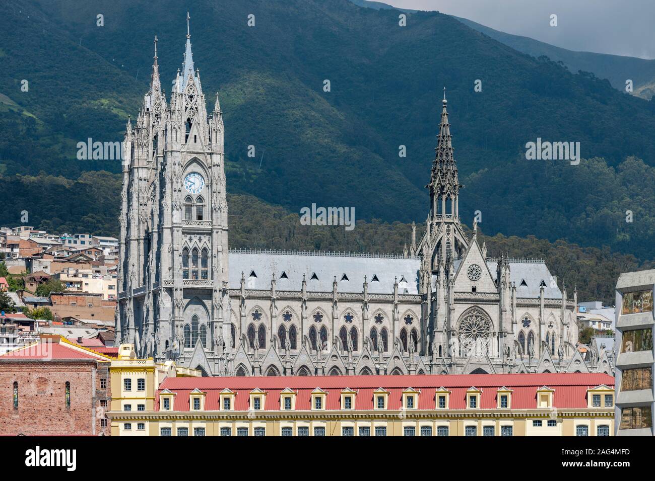 Die Basílica del Voto Nacional in Quito, Ecuador. Stockfoto