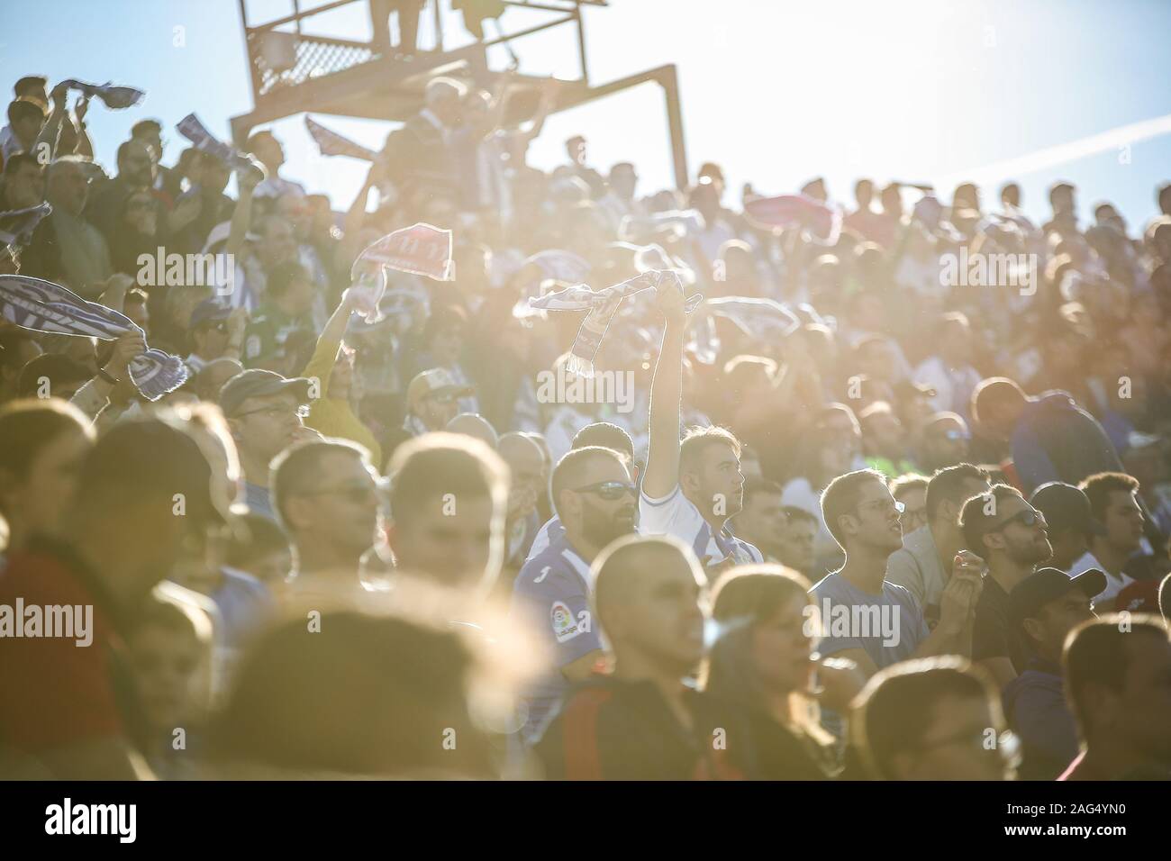 LEGANES, Spanien - 26.Oktober 2019: Unterstützer während der CD. Leganes - Mallorca. Butarque Stadium, Zaragoza, Madrid, 26. Oktober 2019. Stockfoto