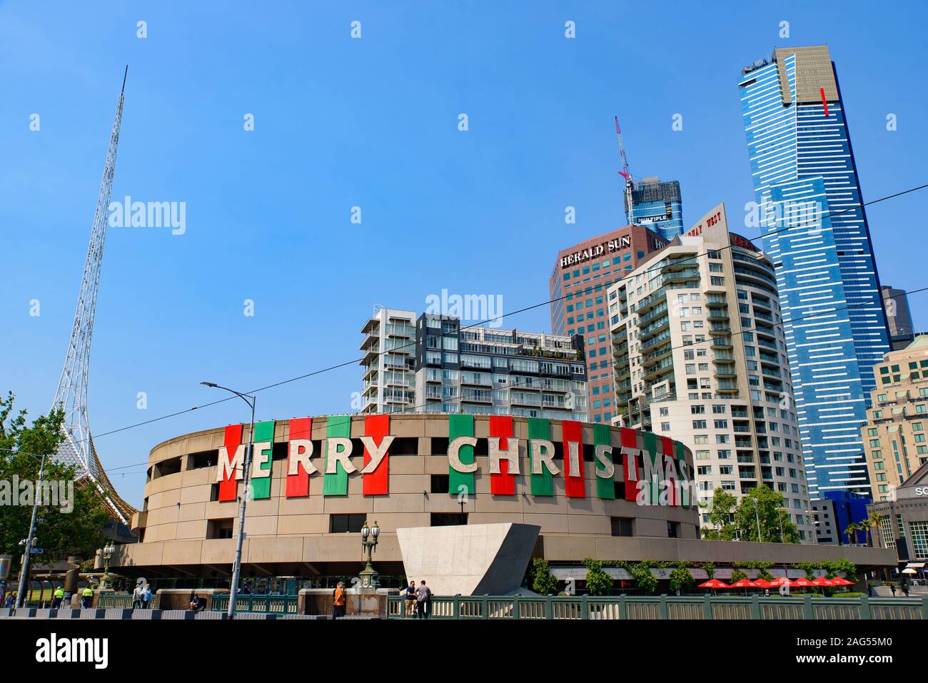 Weihnachten Dekoration auf Arts Centre in Melbourne, Australien Stockfoto