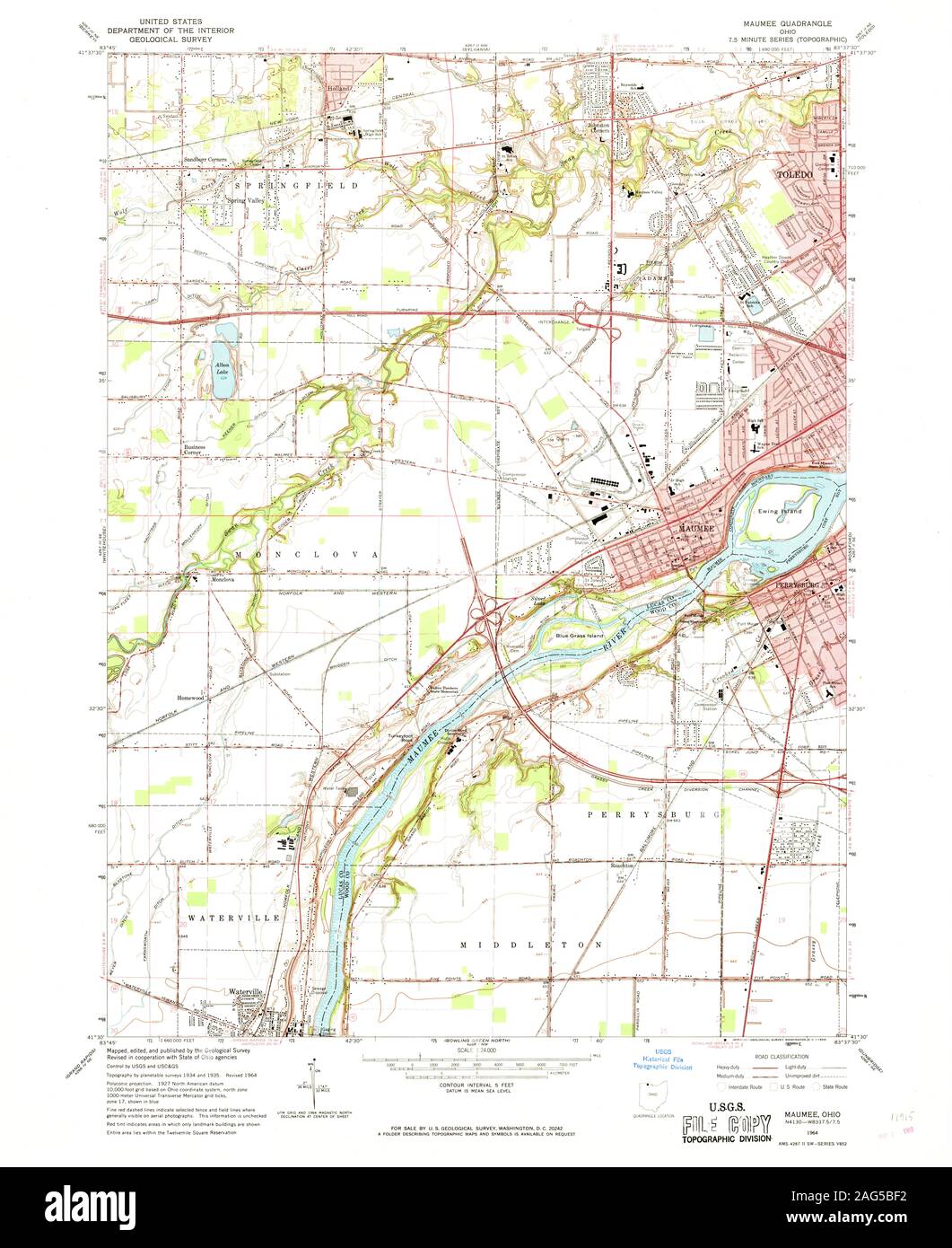 USGS TOPO Karte Ohio OH Maumee 227769 1964 24000 Wiederherstellung Stockfoto