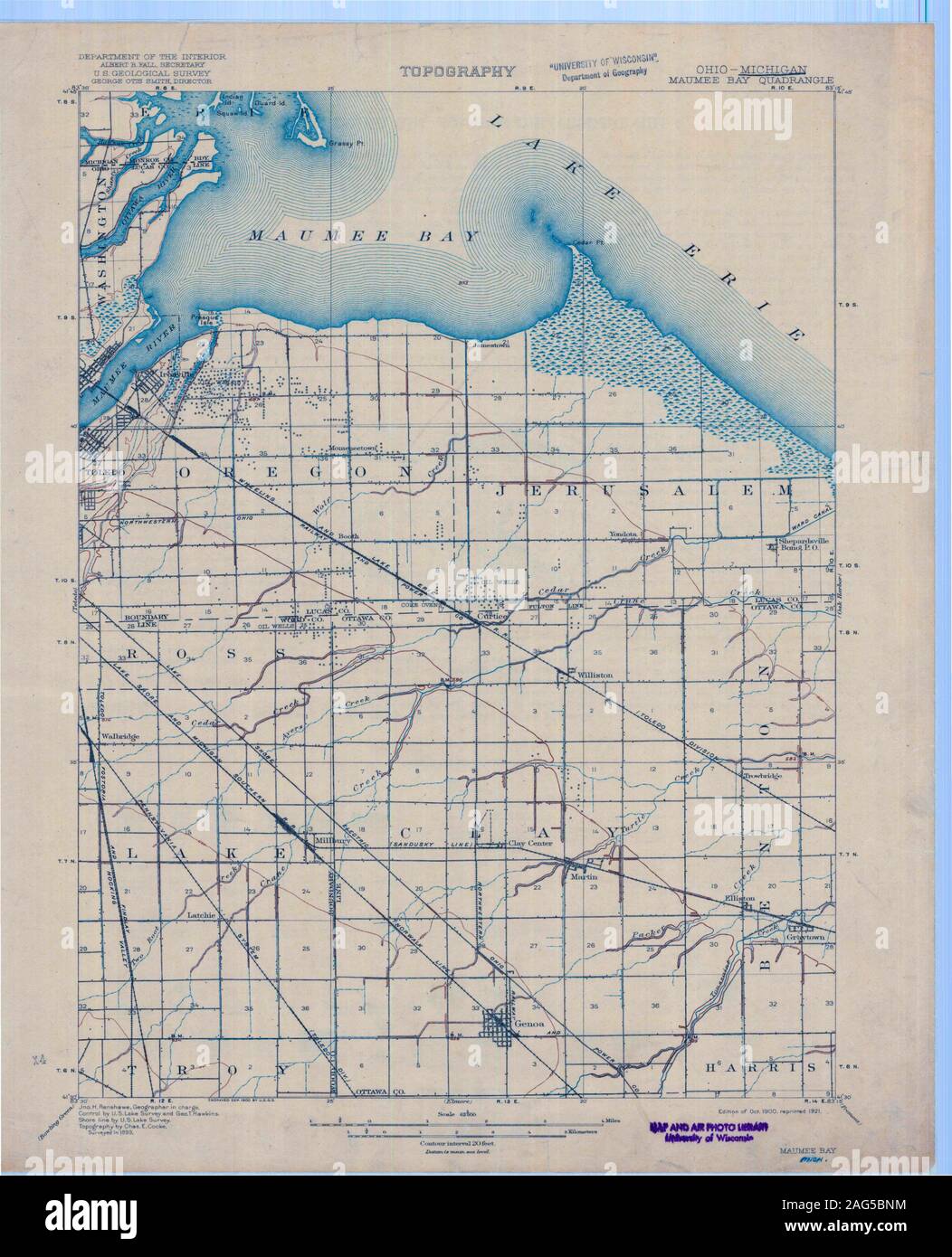 USGS TOPO Karte Ohio OH Maumee Bay 516648 1900 62.500 Wiederherstellung Stockfoto