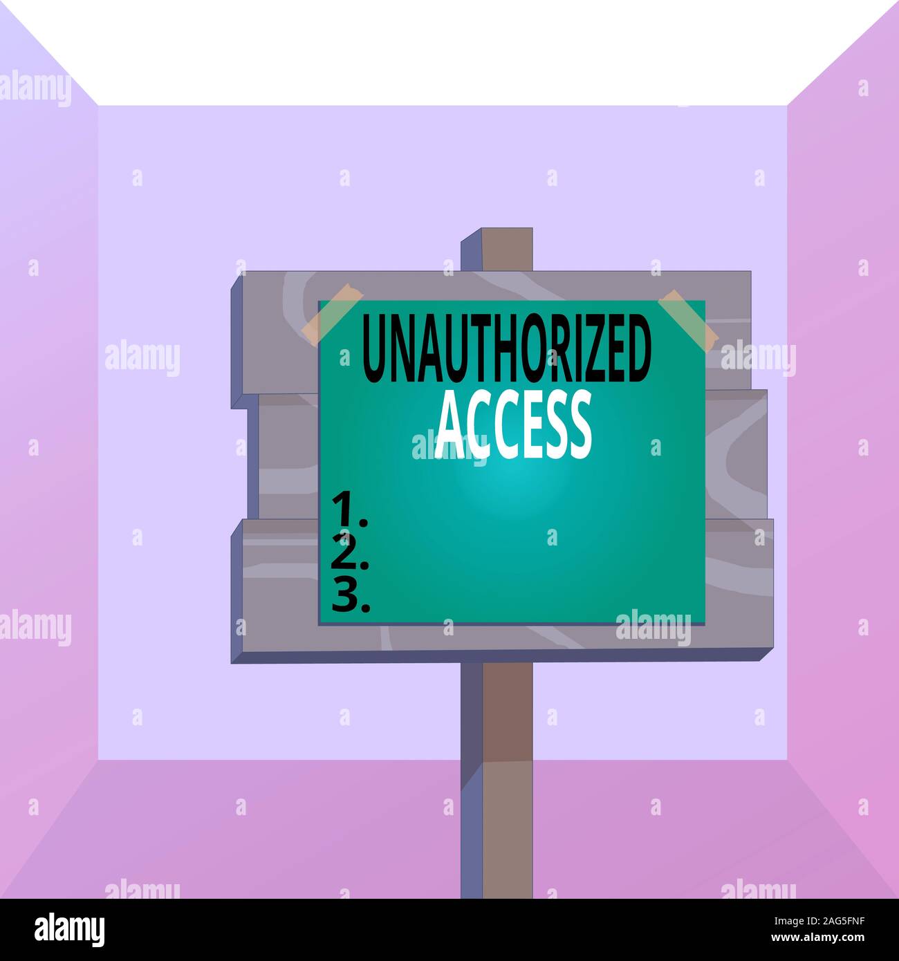 Konzeptionelle Hand schreiben, nicht autorisierten Zugriff. Konzept Bedeutung Verwenden eines Computers oder Netzwerks ohne Erlaubnis Laufbelag Holz stick pole Papier Stockfoto