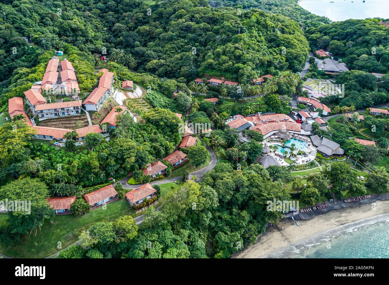 Geheimnisse Papagayo Luxushotel mit Strand Golfo de Papagayo in Guanacaste, Costa Rica. Stockfoto