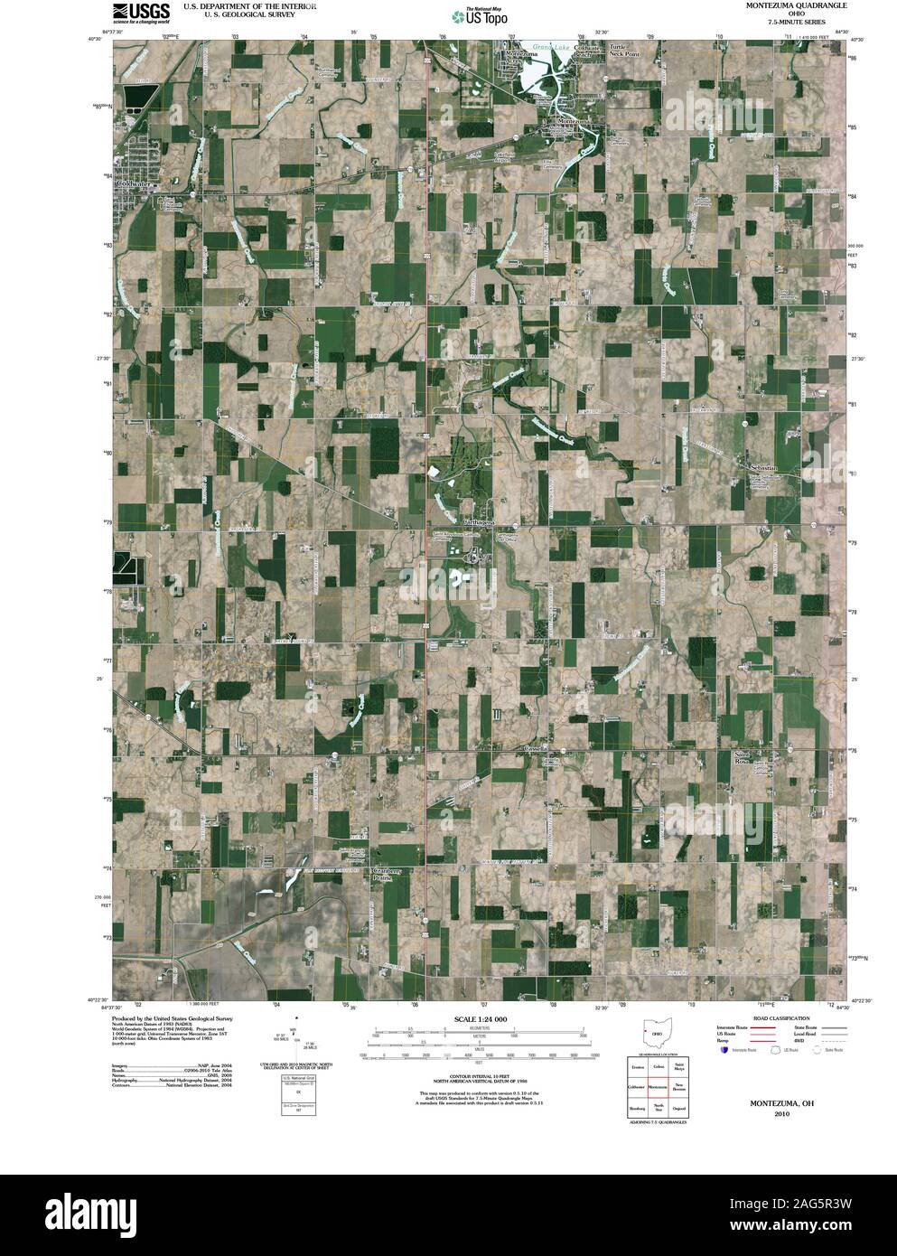 USGS TOPO Karte Ohio OH Montezuma 20100812 TM Wiederherstellung Stockfoto