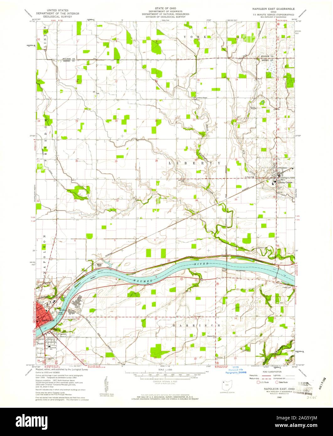 USGS TOPO Karte Ohio OH Napoleon Osten 227573 1960 24000 Wiederherstellung Stockfoto