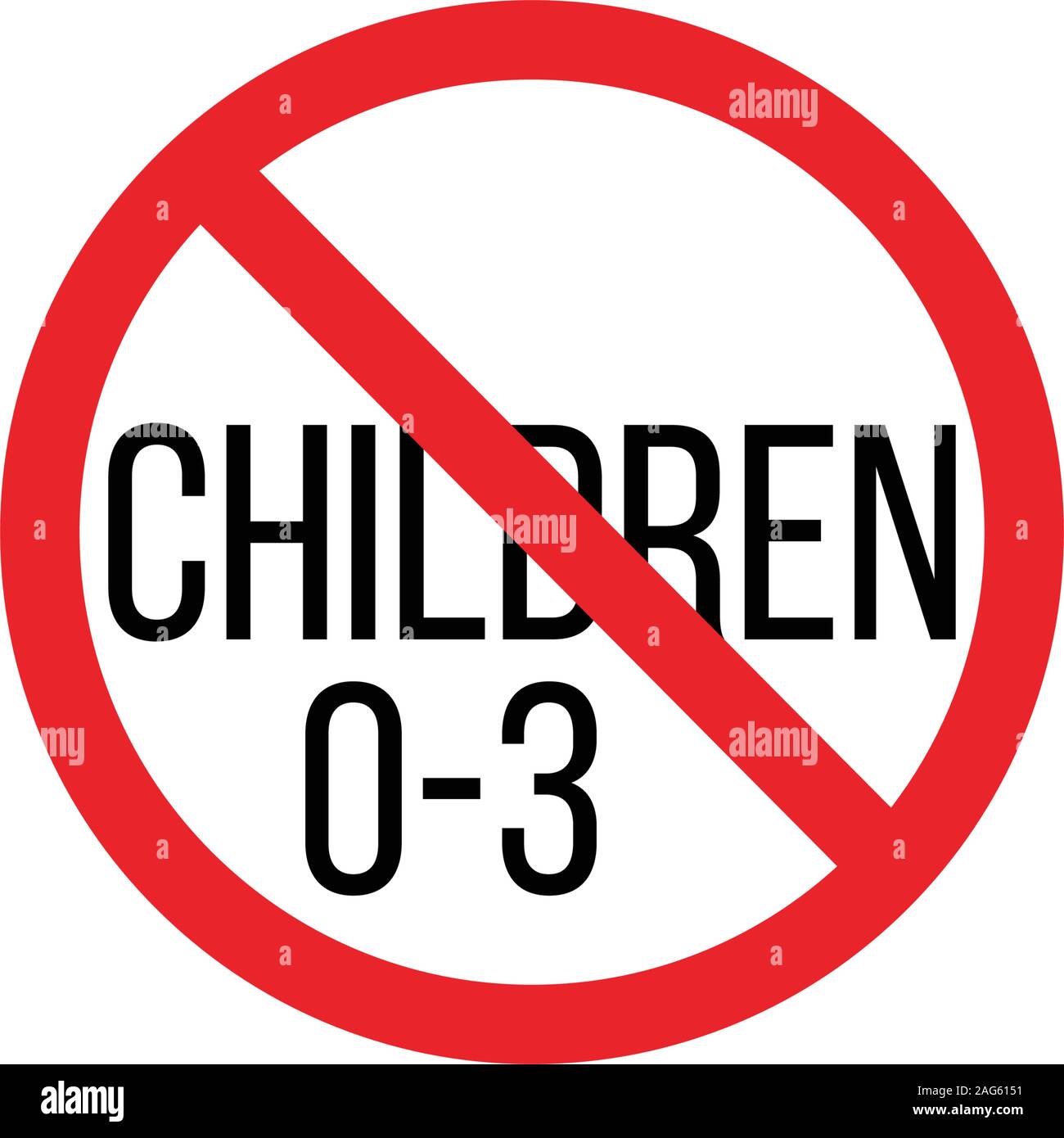 Nicht geeignet für Kinder unter 3 Jahren Zeichen verbieten, Symbol, Vektor Illustration auf weißem Hintergrund. Stock Vektor
