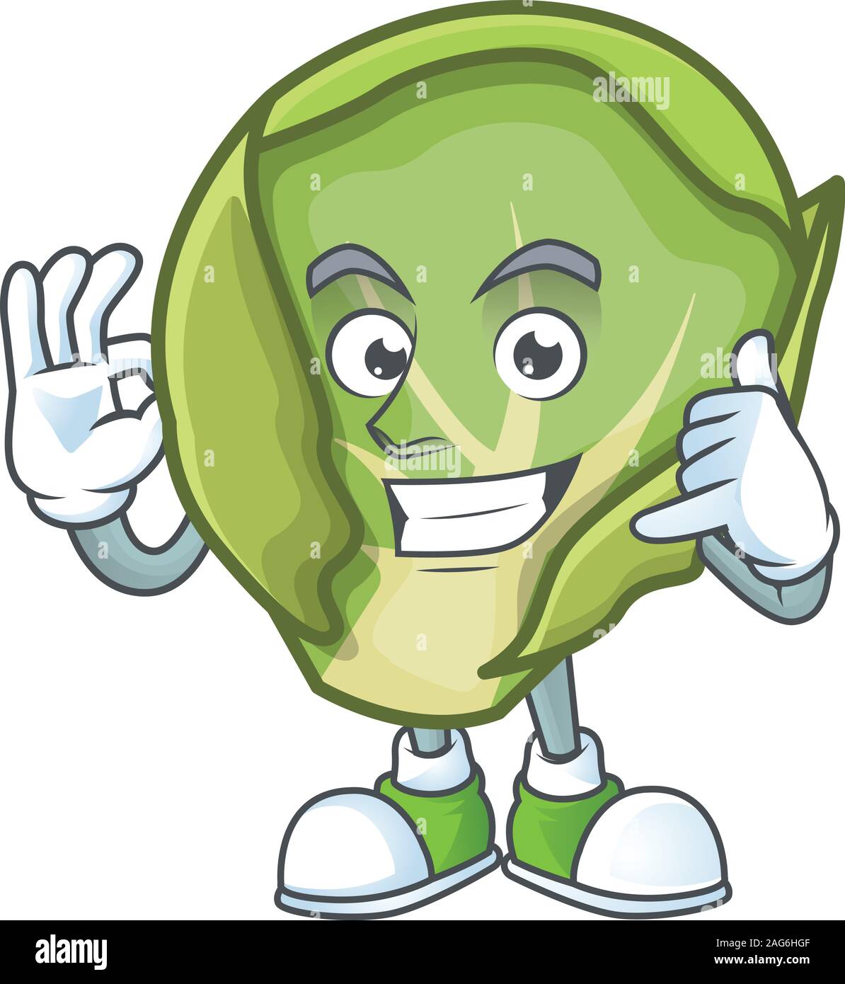 Rufen Sie mich an kühlen Rosenkohl Cartoon Character Design Stock Vektor