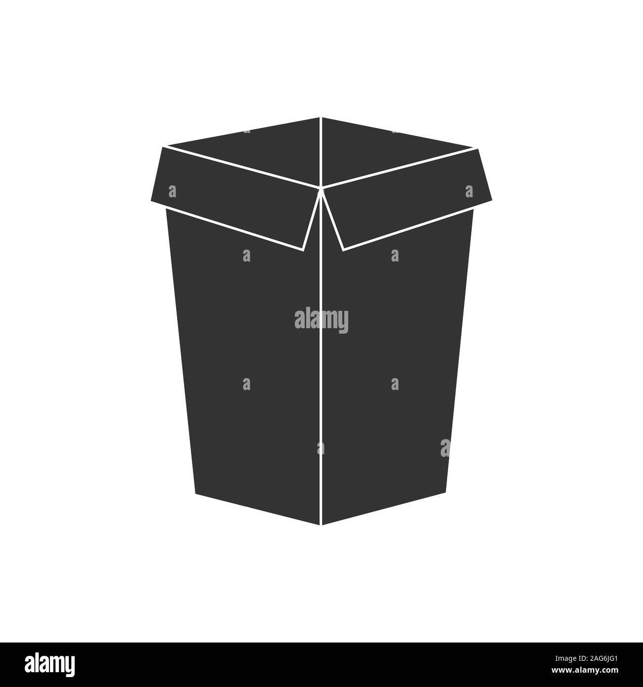 Symbol der Kasten mit einem oben offenen. Auf weißem Hintergrund im flachen Design Style isoliert. Stock Vektor