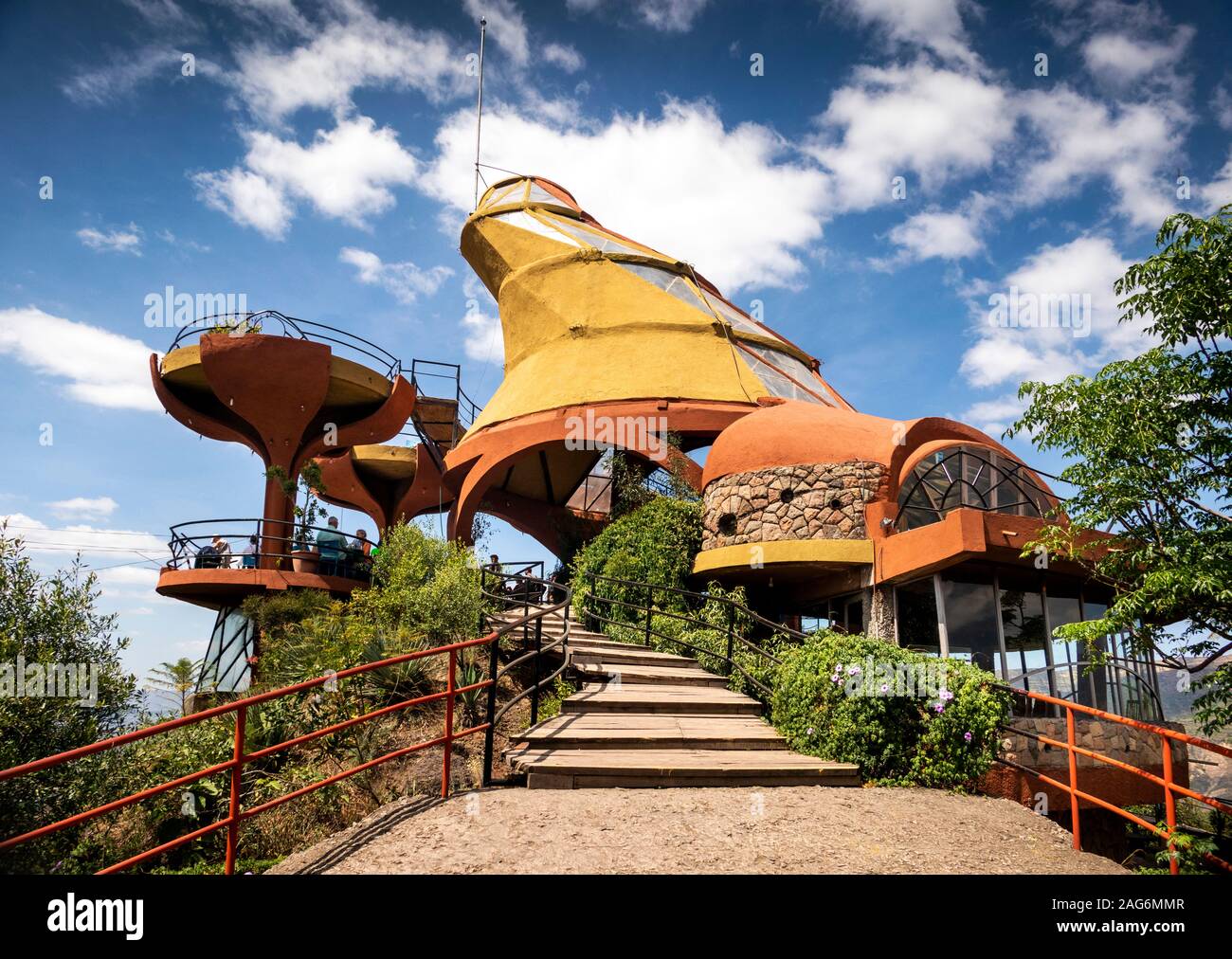 Äthiopien, Amhara, Lalibela, Ben Abeba, gemeinsame Schotten/äthiopischen Restaurant auf dem Hügel Stockfoto