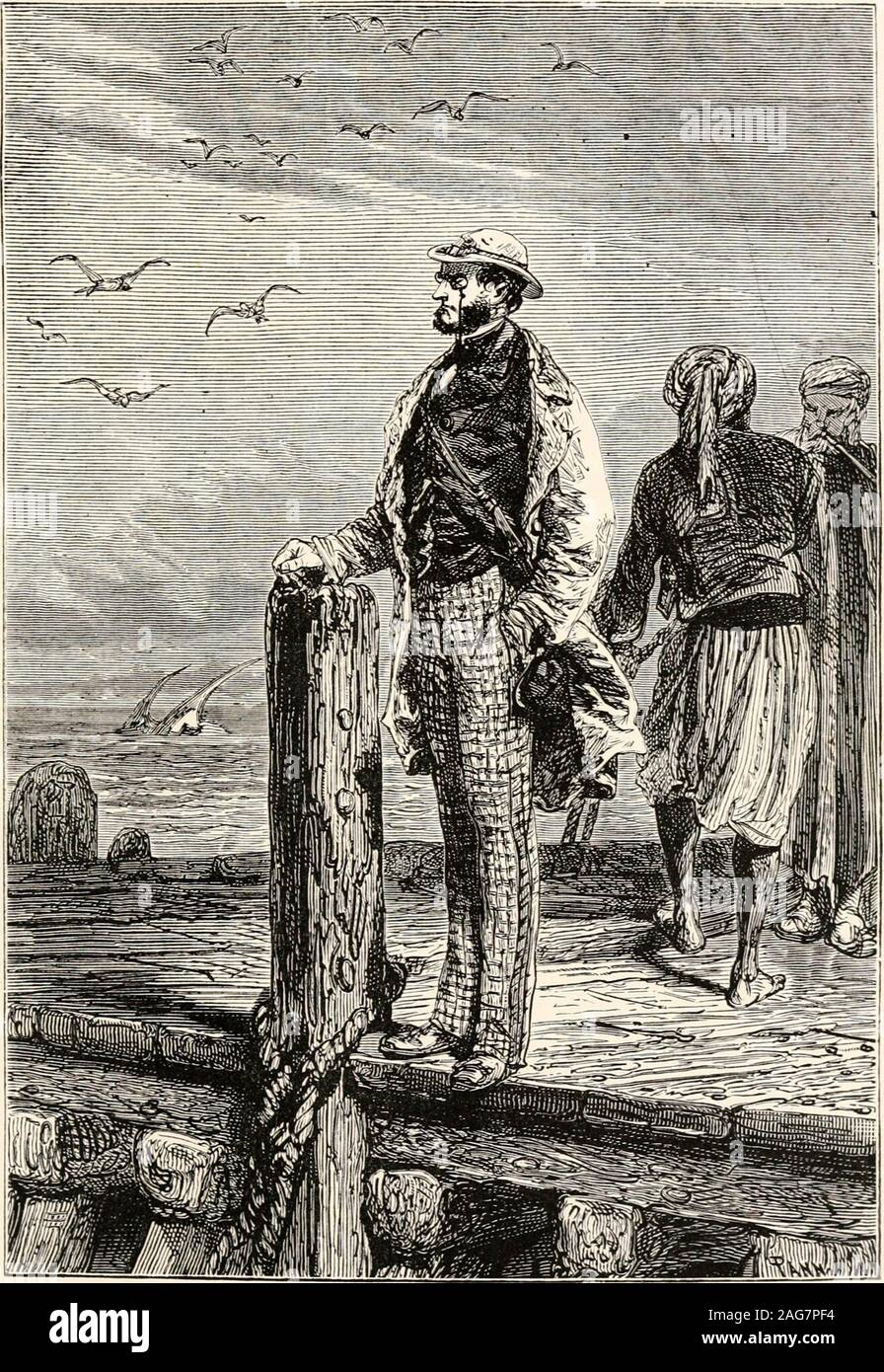 . In 80 Tagen um die Welt. "eine Tour rund um die Welt auf der pretextof eine Wette, er hatte keinen anderen Zweck hatte als Detektive eludethe, und Sie werfen Sie seiner Spur. D34 IN 80 TAGEN UM DIE WELT. Kapitel VI. IN DER FIX, DER DETEKTIV, verrät eine VERYNATURAL UNGEDULD. Die Umstände, unter denen diese Telegrafische dispatchabout Phlleas Fogg gesendet wurde, waren wie folgt: - Der Dampfgarer der Mongolei, vom Peninsulaand orientalischen Gesellschaft, gebaut von Eisen, von zwei Tausend eighthundred Tonnen Last und fünfhundert horse-Power, wasdue um elf Uhr bis Mittwoch, den Stockfoto