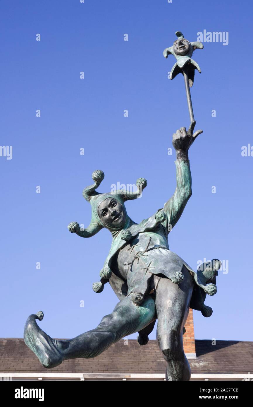 Hofnarr Statue, Henley Street, Stratford-Upon-Avon, Warwickshire. Stockfoto