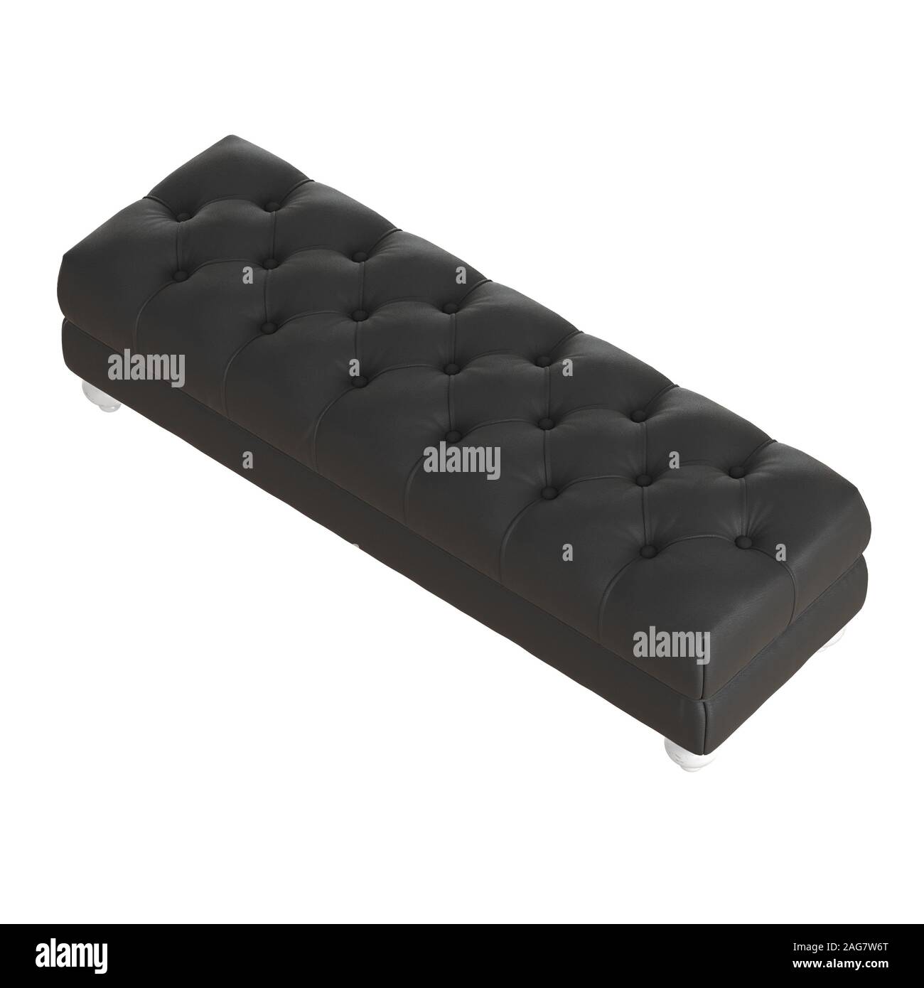 Gesteppte Leder schwarz rechteckig Couch auf isolierten Hintergrund. 3D-Rendering Stockfoto