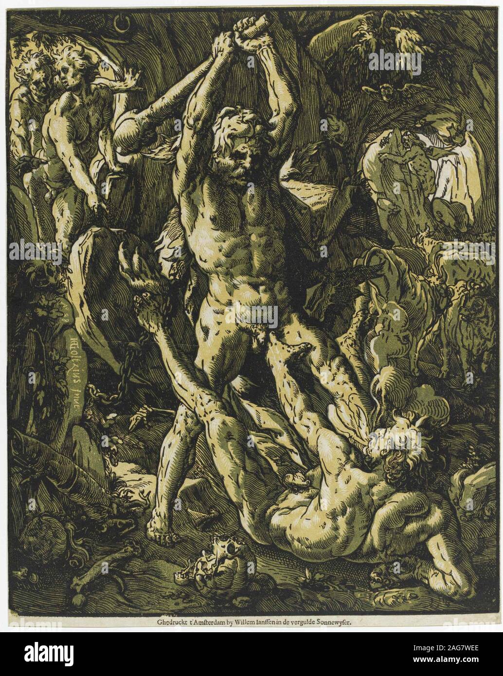 Herkules tötet Cacus, 1588. In der Sammlung der Biblioth Gefunden&#xe8; que Nationale de France. Stockfoto