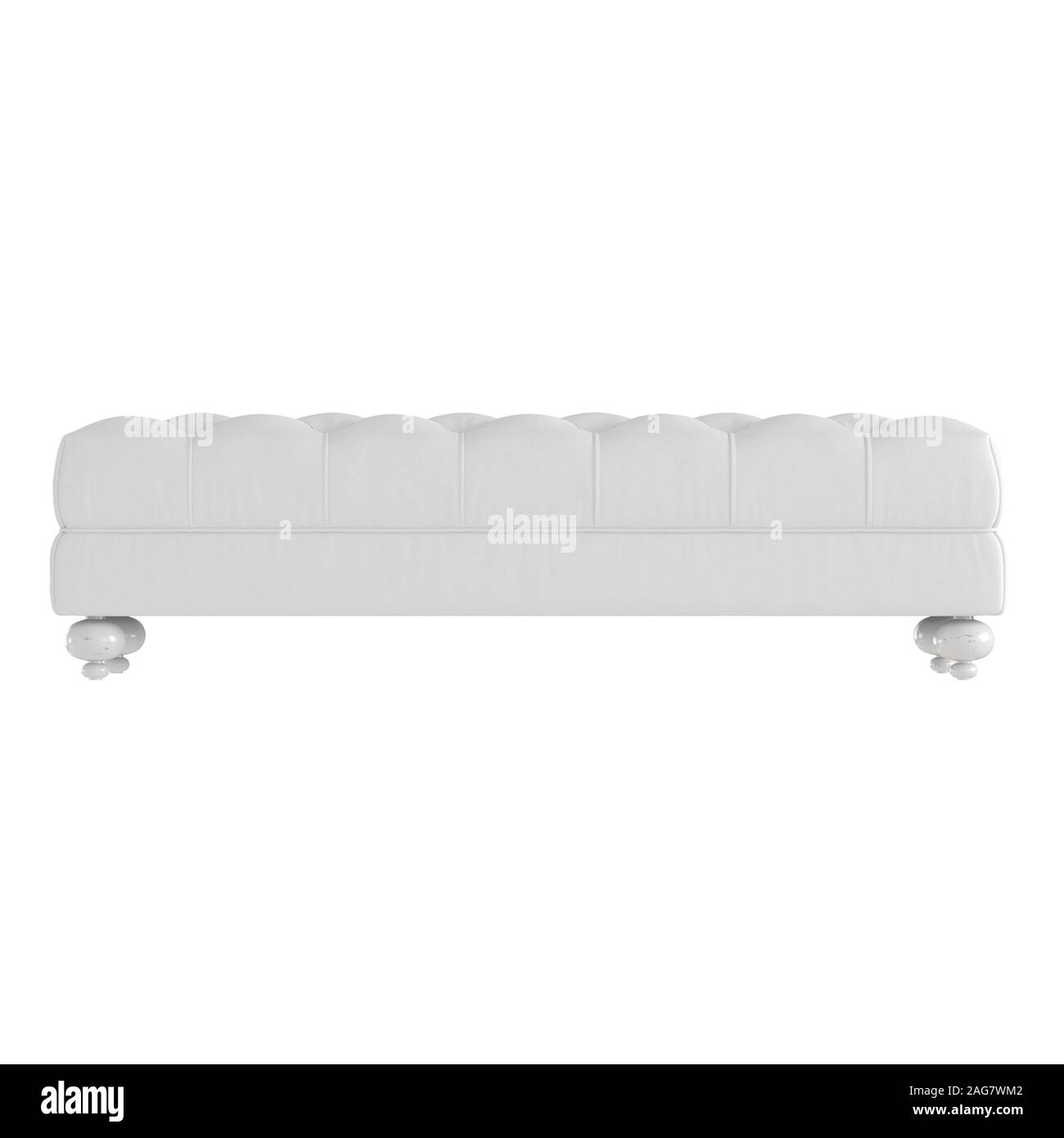 Gesteppte weiss Leder rechteckigen Tisch auf isolierten Hintergrund. 3D-Rendering Stockfoto