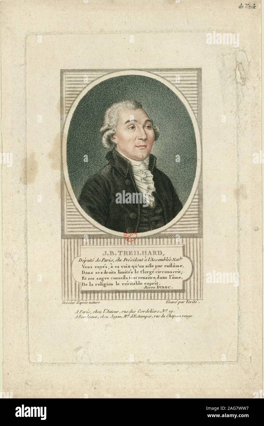 Portrait von Jean-Baptiste Treilhard (1742-1810), C. 1790. In der Sammlung der Biblioth Gefunden&#xe8; que Nationale de France. Stockfoto