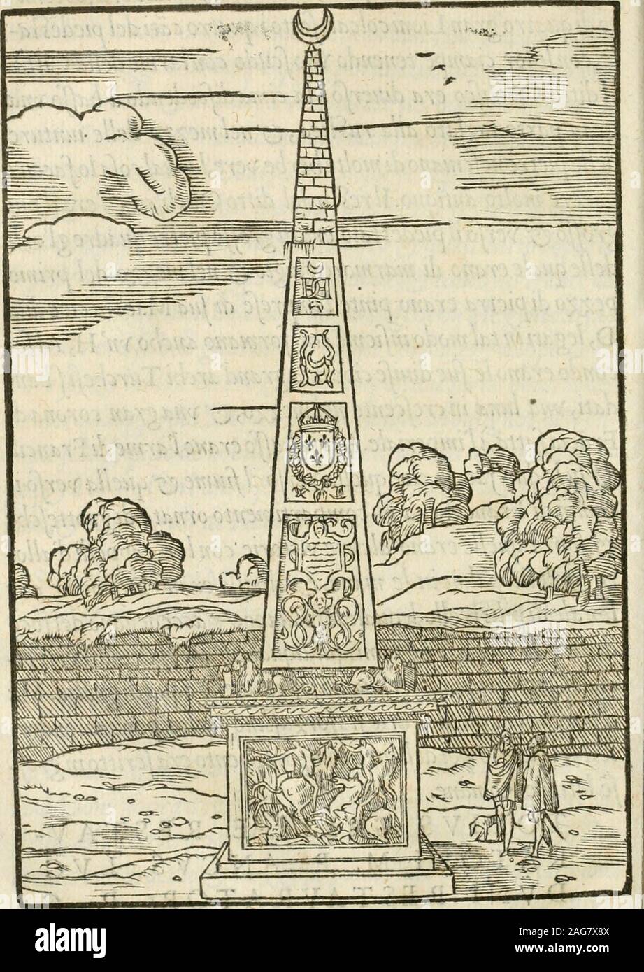 . La magnifica et trivmphale entrata del Christianiss. Re di Francia Henrico Secondo di questo nome Nobile & Antiqua fatta nella Città di Lyone à Luy & à-la sua Serenissima consorte Chaterina alli 21. Di septemb. 1548: Colla particulare descritione della Commedia che fece recitare la Natione Fiorentina a richiesta di sua Maesta Christianissima. o di Mar Moro grigio Ich (^ nel mich ^^ ZP del primopexX dì Pietra erano Pinte timprefe difuaMae^ acioediuiDj, legati im Tal inodo inficine che formano ancho yn Hy Al fe-Eigentumswohnung erano Le fue diuife cioè dna Grand archi Tur che fi fban-Dati, vnà Luna in crefcente Stockfoto