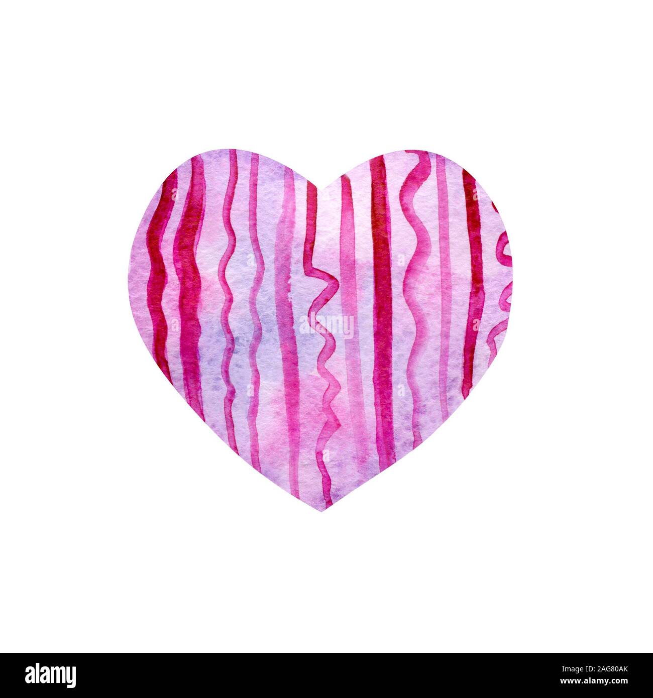 Aquarell pink heart-shaped Pattern. Zarte lila Hintergrund mit Papier Textur und gerade und Wellenlinien. Für Hochzeitseinladungen und Designs fo Stockfoto
