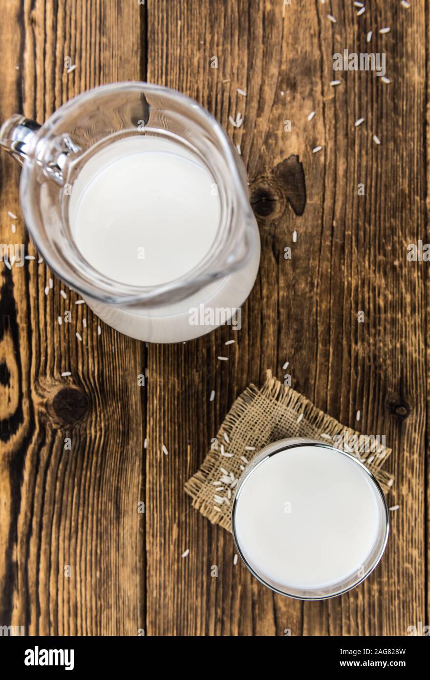 Teil von Reis Milch als detaillierte Nahaufnahme; selektive Fokus Stockfoto