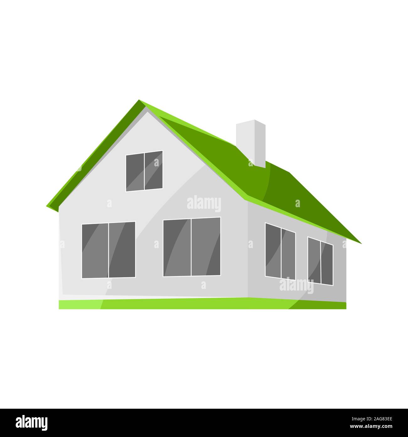 Abbildung: Haus mit dem grünen Dach. Stock Vektor