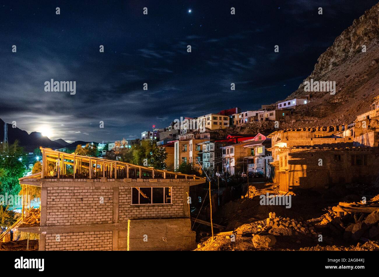 Nächtliche Sicht auf Kargil, Ladakh, Indien Stockfoto