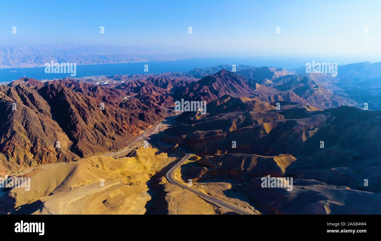 Blick auf den Golf von Eilat (Golf von Aqaba) von den Bergen Eilat, Israel Stockfoto