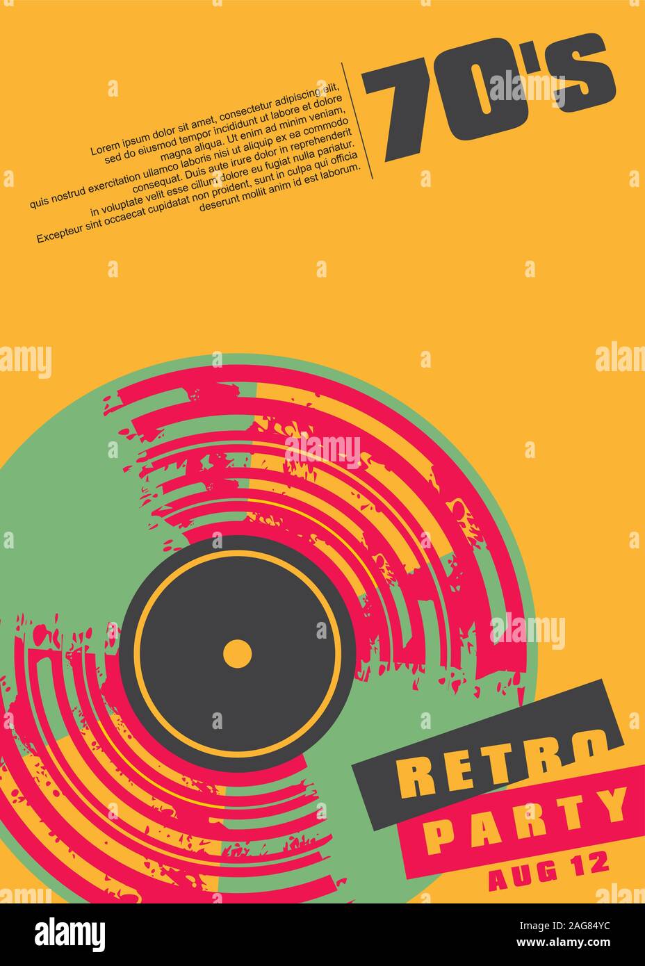 Retro Musik Party konzeptionelle Poster Design. Bunte vinyl Record trendy künstlerische Grafik. Vektor Faltblatt Konzept für die musikalische Veranstaltung. Stock Vektor