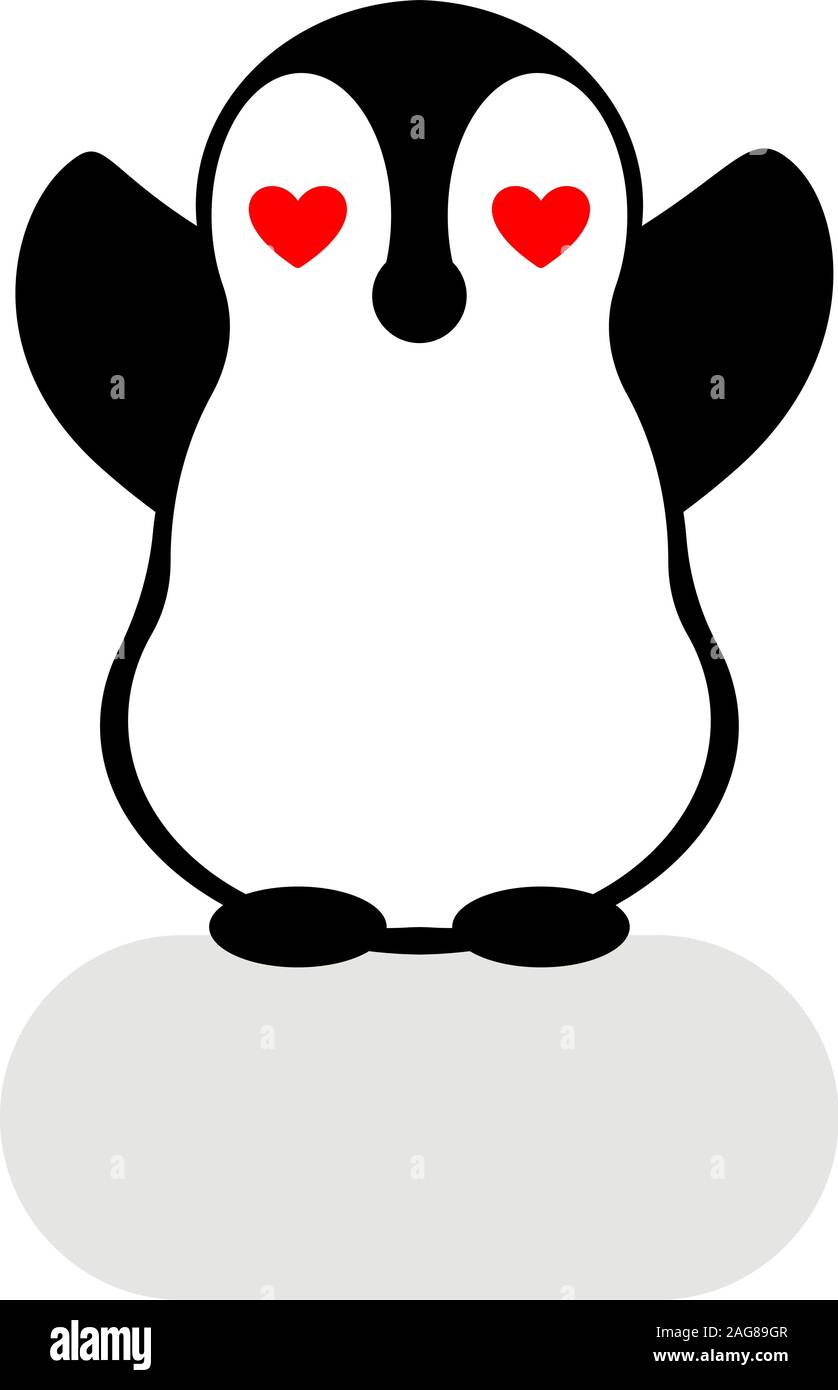 Isolierte Vektor pinguin Logo. Tier-Symbol. Cartoon Illustration. Winter anmelden. Schwarz und Weiß. Grafik. Stock Vektor