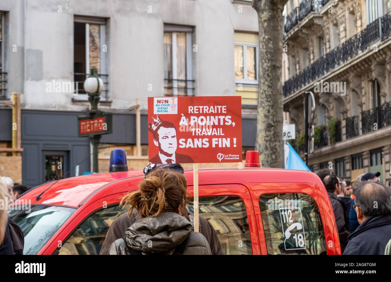 Protest der Gewerkschaften gegen die französische Rente Reform in Paris Stockfoto